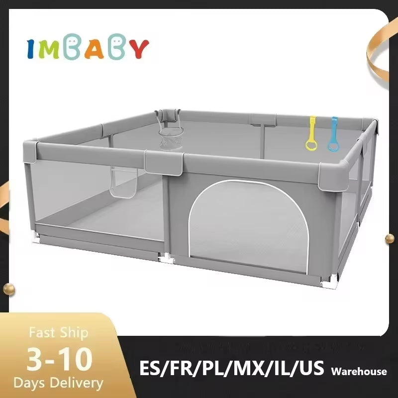  Light Gray Corralito for Baby Playground with Pull Ring Playpen