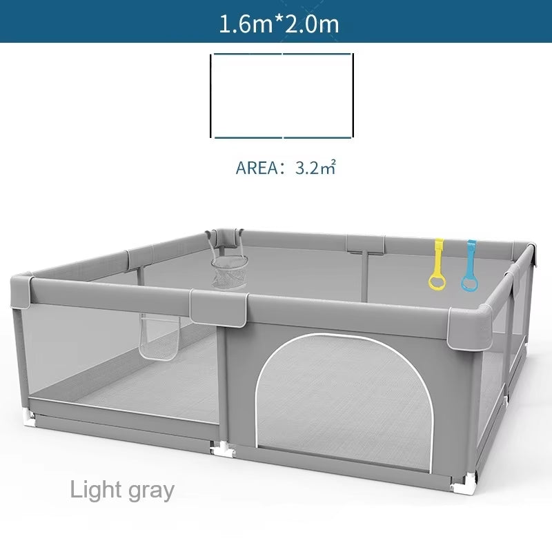  Light Gray Corralito for Baby Playground with Pull Ring Playpen