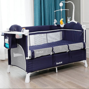 Foldable Baby Cot with Diaper Table Crib 