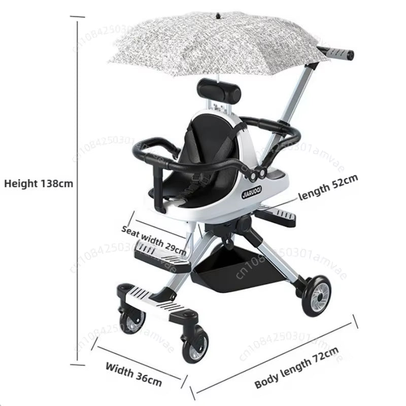 Lightweight Twin Baby Stroller – High View, Foldable & Adjustable