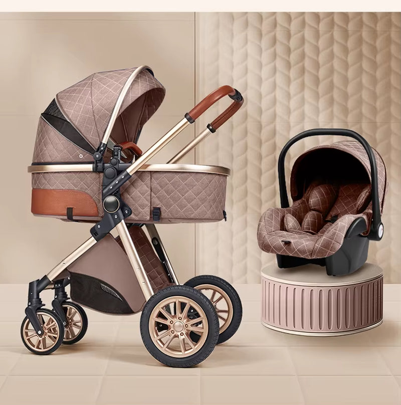 Luxury Baby Stroller 3 in 1 High Landscape Baby Cart 