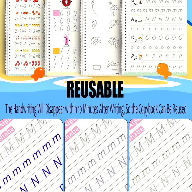 Reusable English Writing Practice Book for Kids 