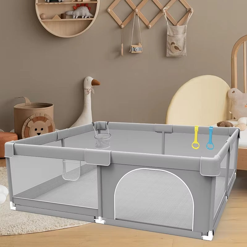  Light Gray Corralito for Baby Playground with Pull Ring Playpen