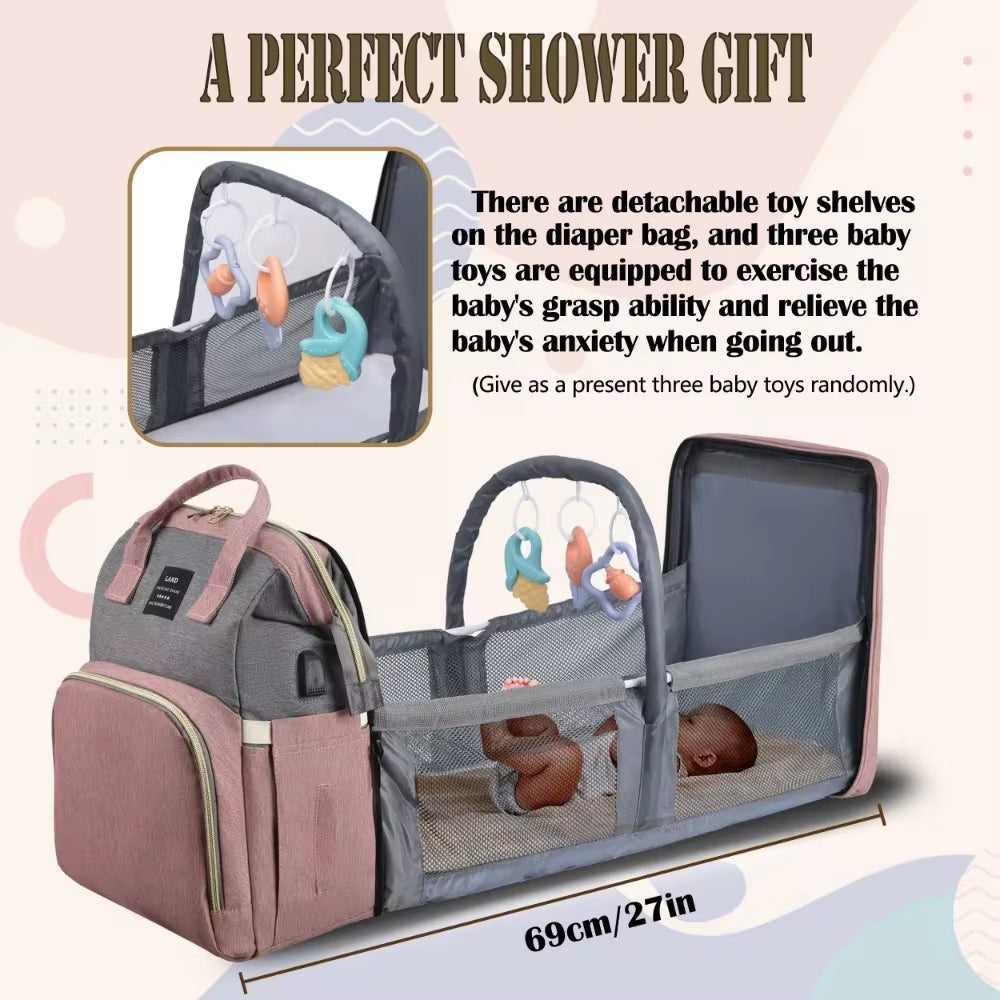 Lightweight Portable Folding Crib Bed Large-Capacity Travel Maternity Bags