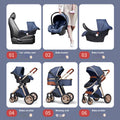 Luxury Baby Stroller 3 in 1 High Landscape Baby Cart 