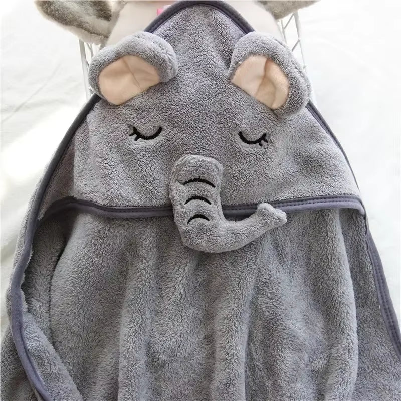  Swaddle with Hood Cartoon Coral Fleece Towel 