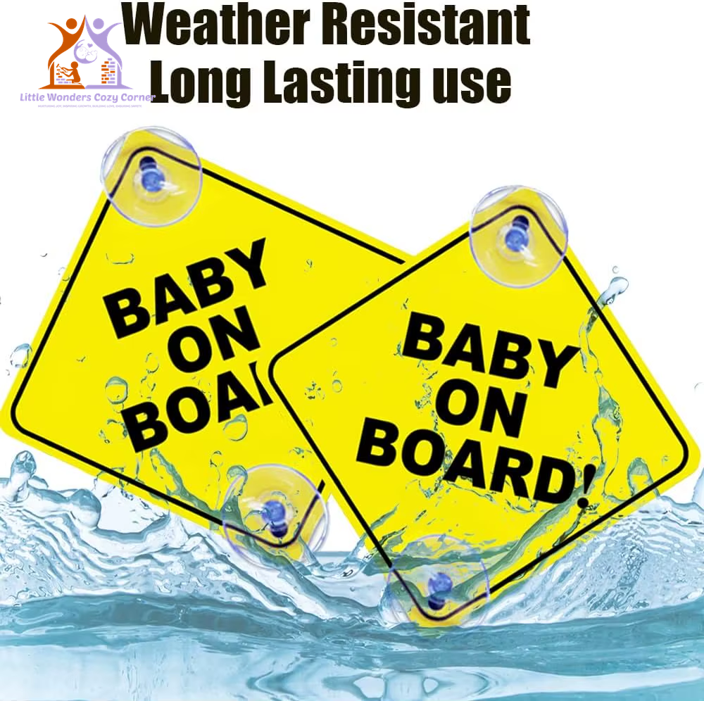 Safety First: 2PCS Reusable Baby on Board Signs with Suction Cups - Perfect Car Window Decals!