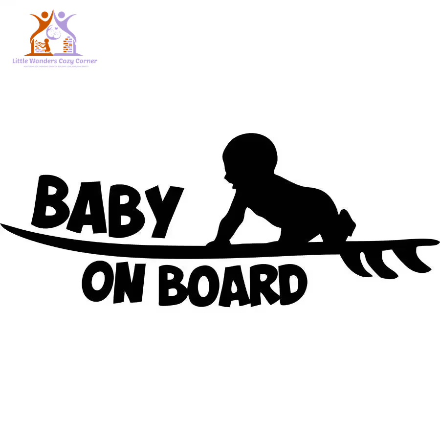 Humorous Baby on Board Vinyl Bumper Sticker - Surfboard Design, Waterproof, Perfect for Cars and Trucks - 8x20cm