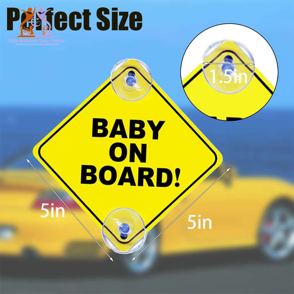 Safety First: 2PCS Reusable Baby on Board Signs with Suction Cups - Perfect Car Window Decals!